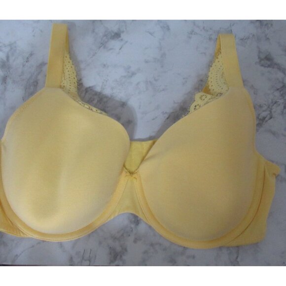 Cacique Bra 40DD Yellow Cotton Blend T Shirt Underwire Back Closure Plus Size - Picture 1 of 6